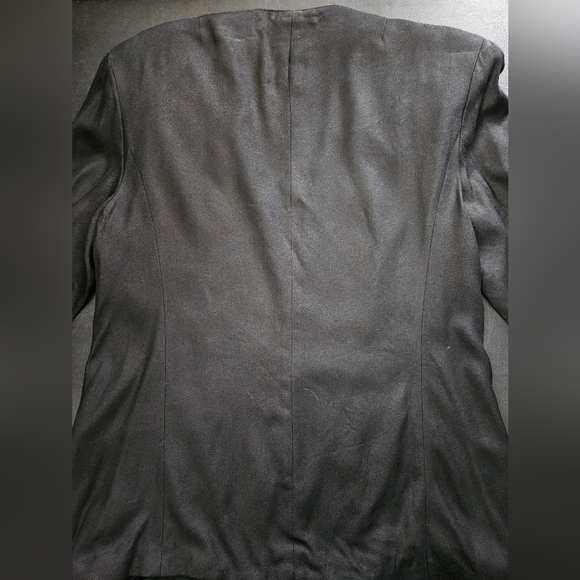 Vintage - Silk Bergdorf Goodman Black Collarless One Button Blazer - Size 14 - Picture 5 of 7